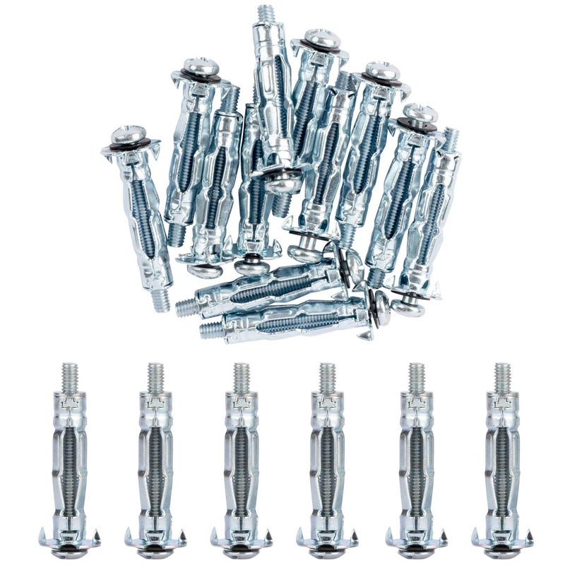 ISPINNER 20pcs M4x32mm Zinc Plated Steel Molly Bolt Hollow Drive Wall Anchor Screws for Drywall, Plaster and Tile - Image 1